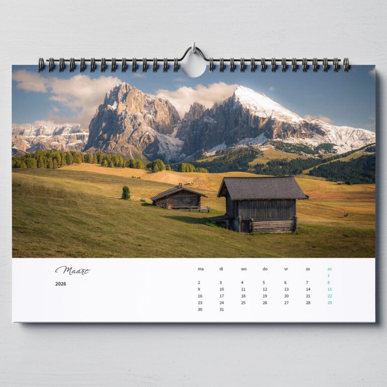 calendar with photos from Dolomites
