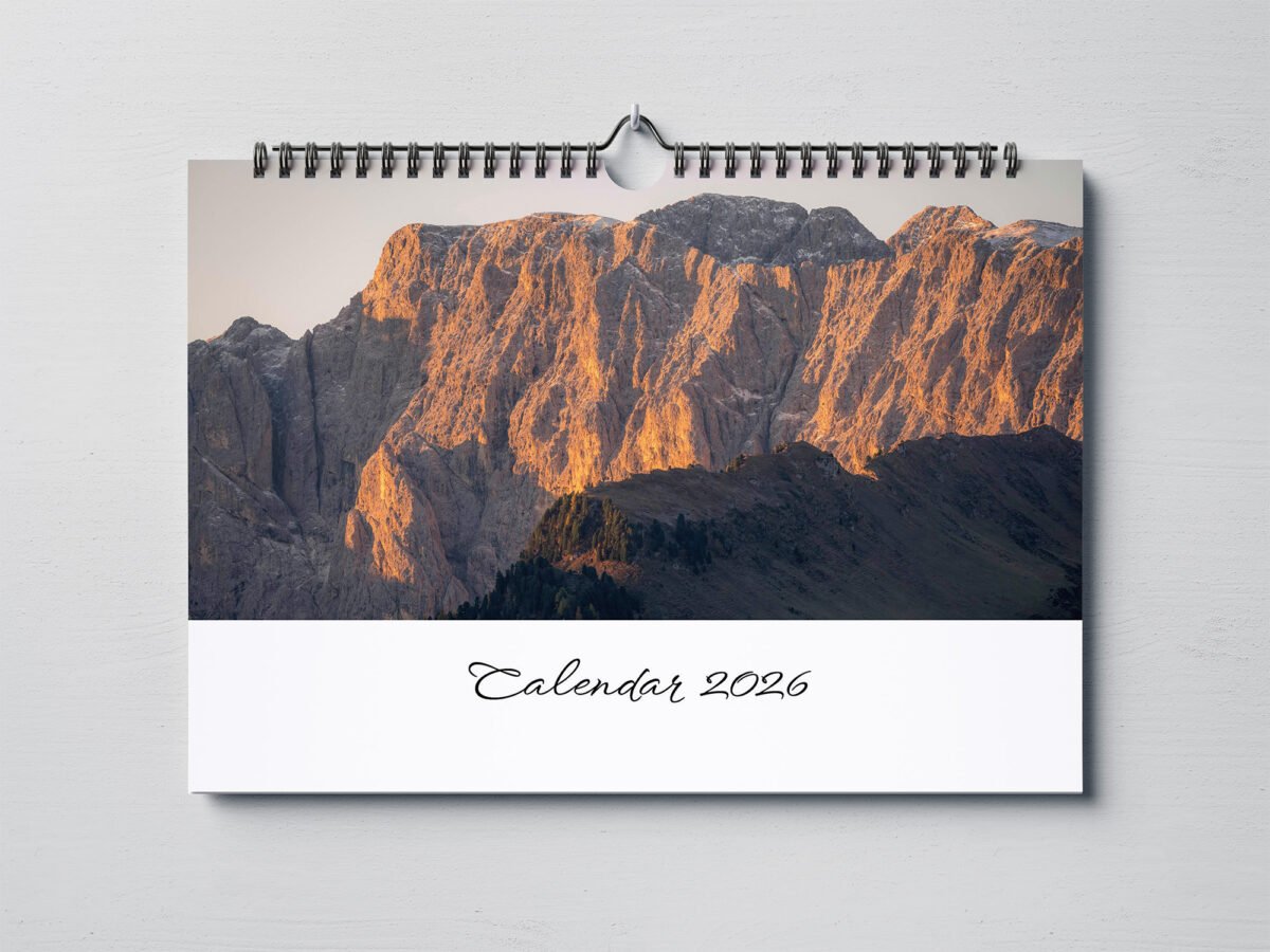 calendar with photos from Dolomites