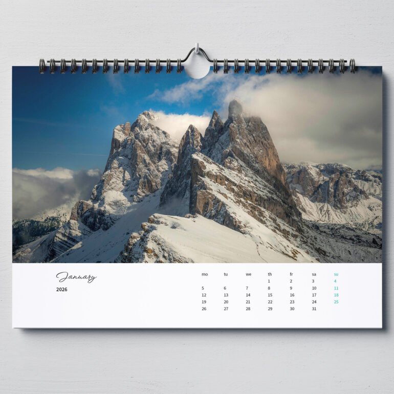calendar with photos from Dolomites