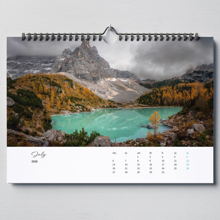 calendar with photos from Dolomites