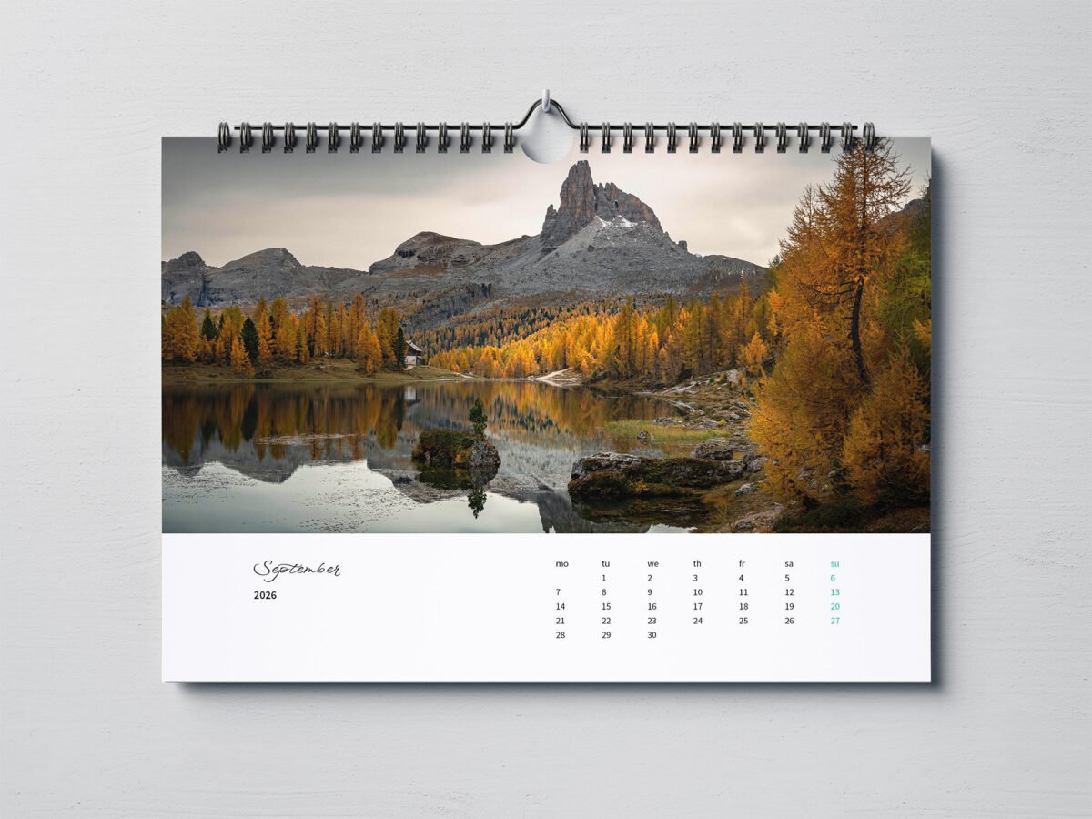calendar with photos from Dolomites
