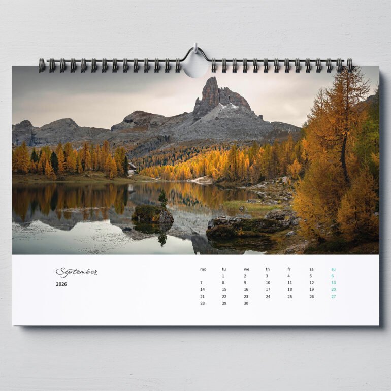 calendar with photos from Dolomites
