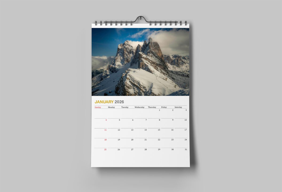 calendar with photos from Dolomites