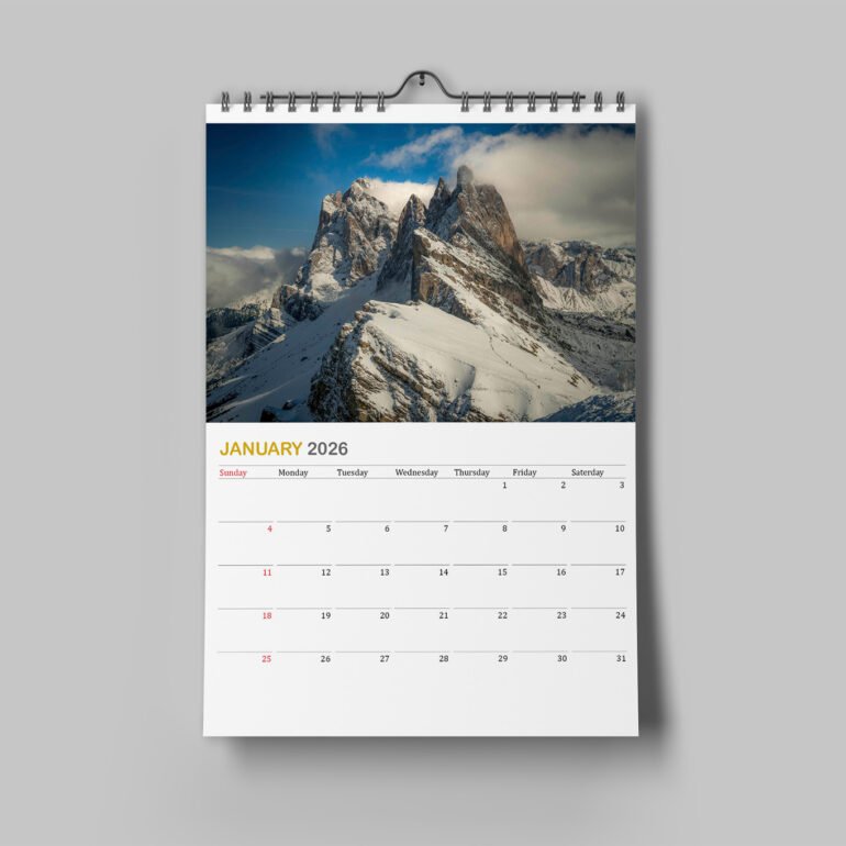 calendar with photos from Dolomites