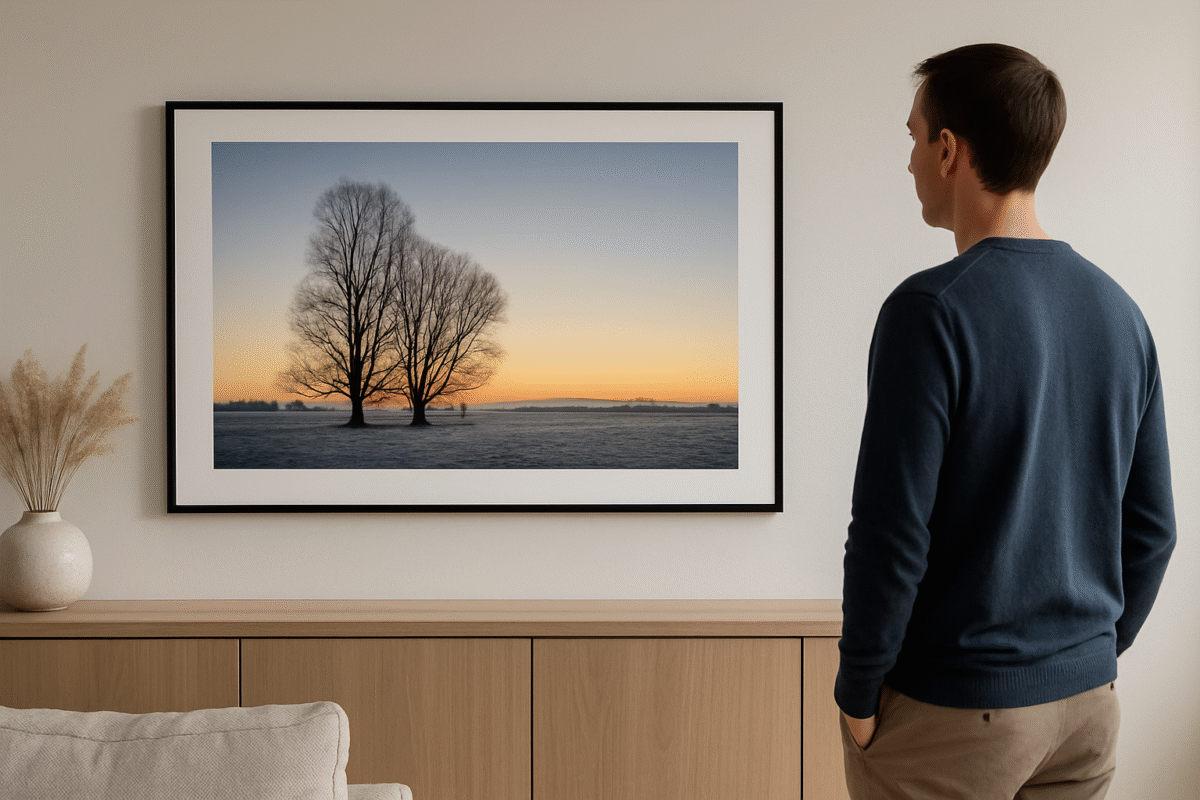 fine art print in a minimalstic interior