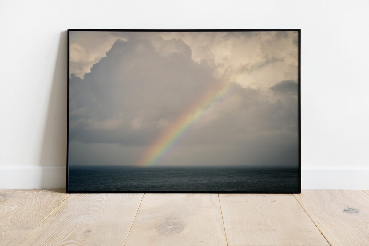 fine art print of rainbow above the north sea