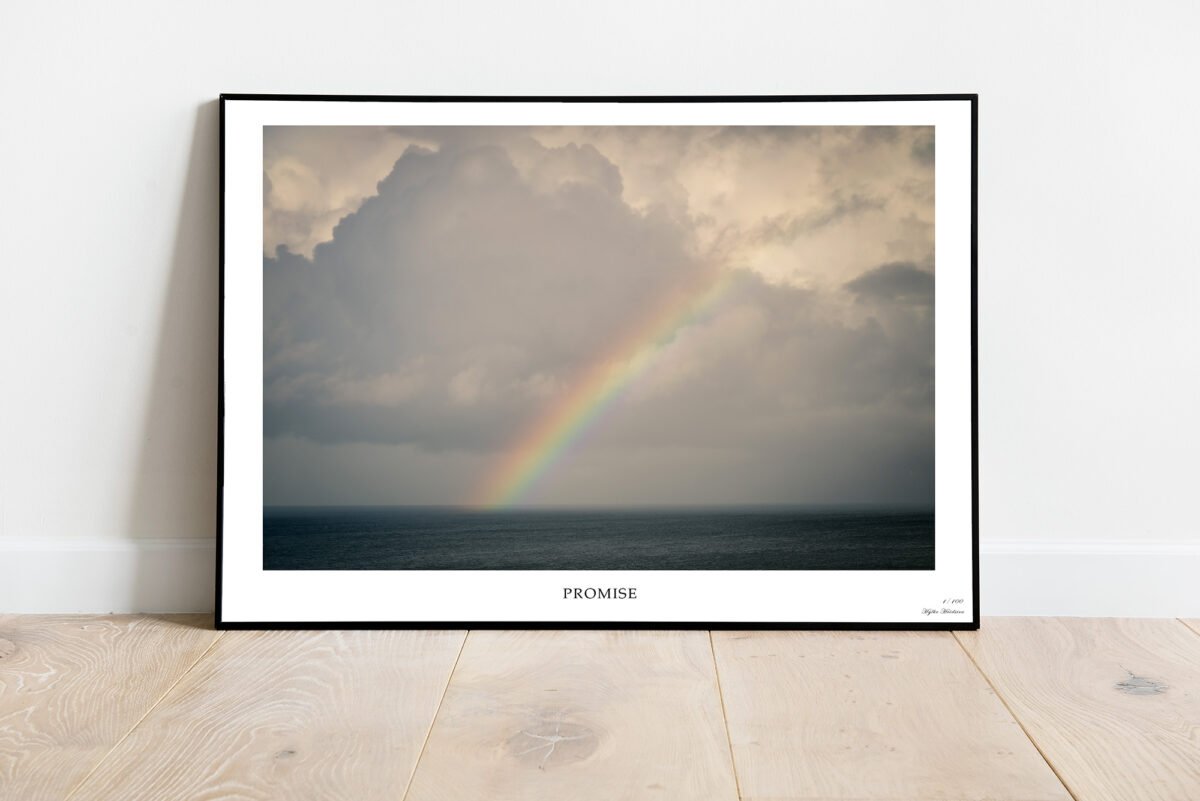 fine art print of rainbow above the north sea