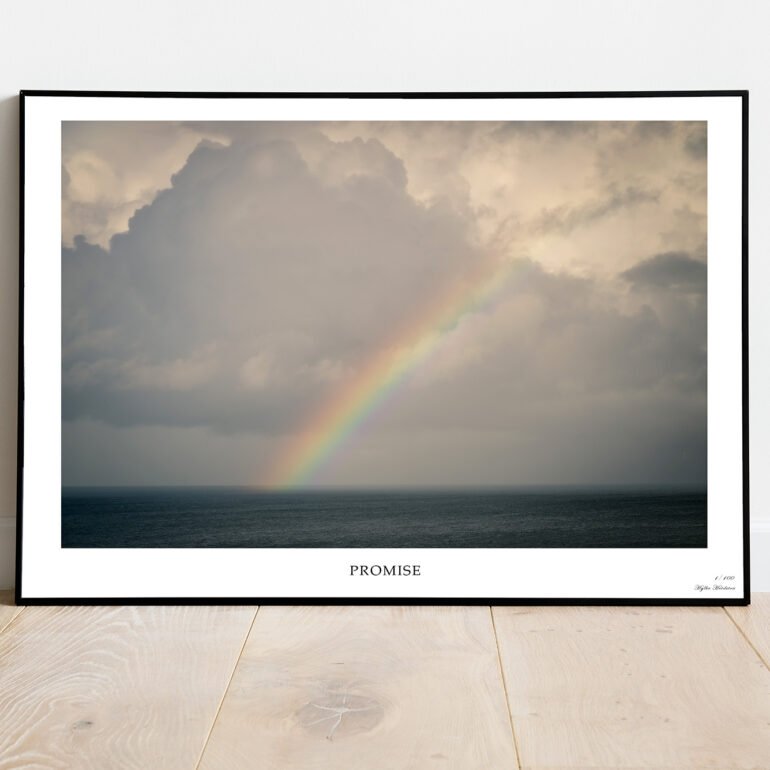 fine art print of rainbow above the north sea
