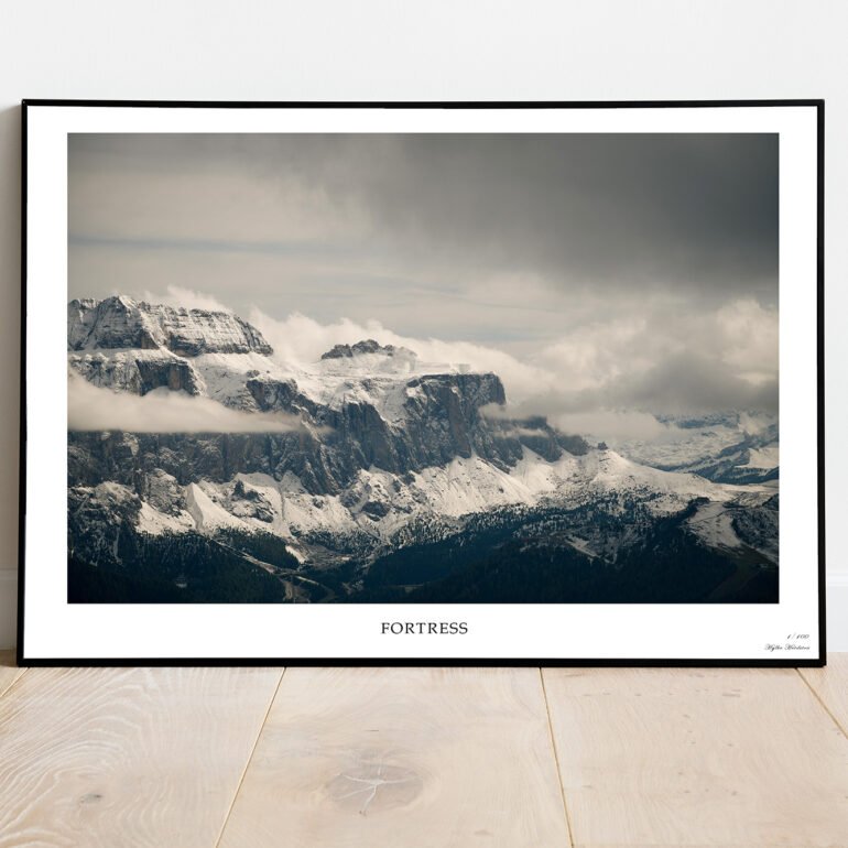 fine art print of rugged mountain peaks