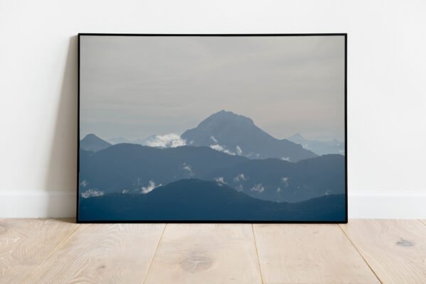 fine art print of a misty mountain peak