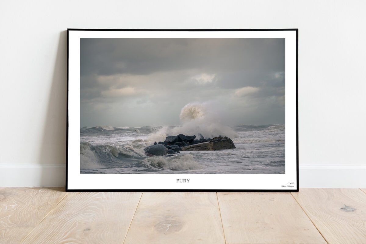 fine art print of waves hitting shore at Denmark