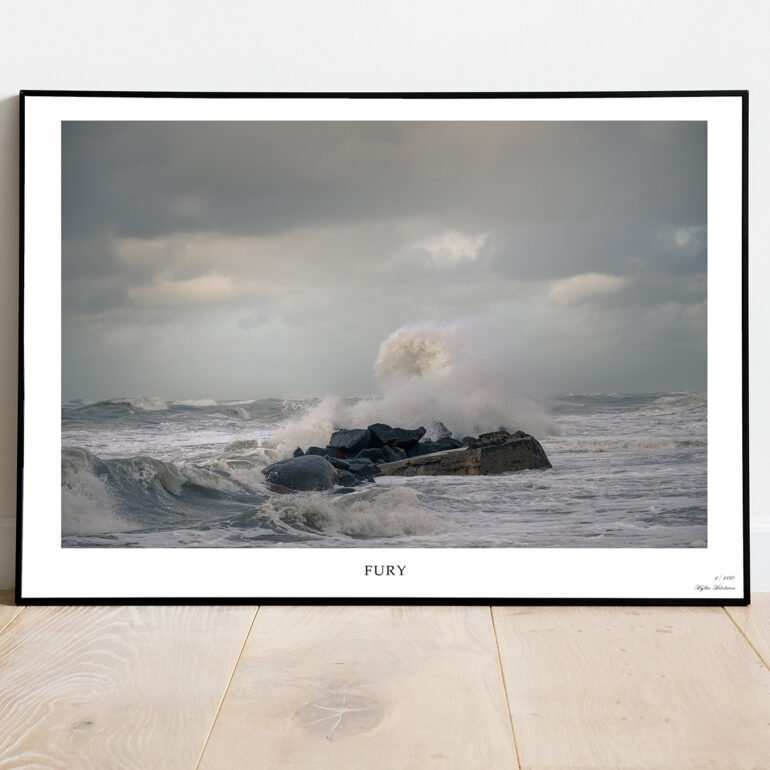 fine art print of waves hitting shore at Denmark