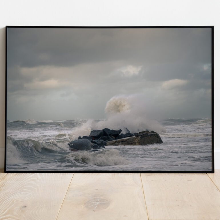 fine art print of waves hitting shore at Denmark