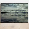 fine art print of a calm lake with clouds reflection