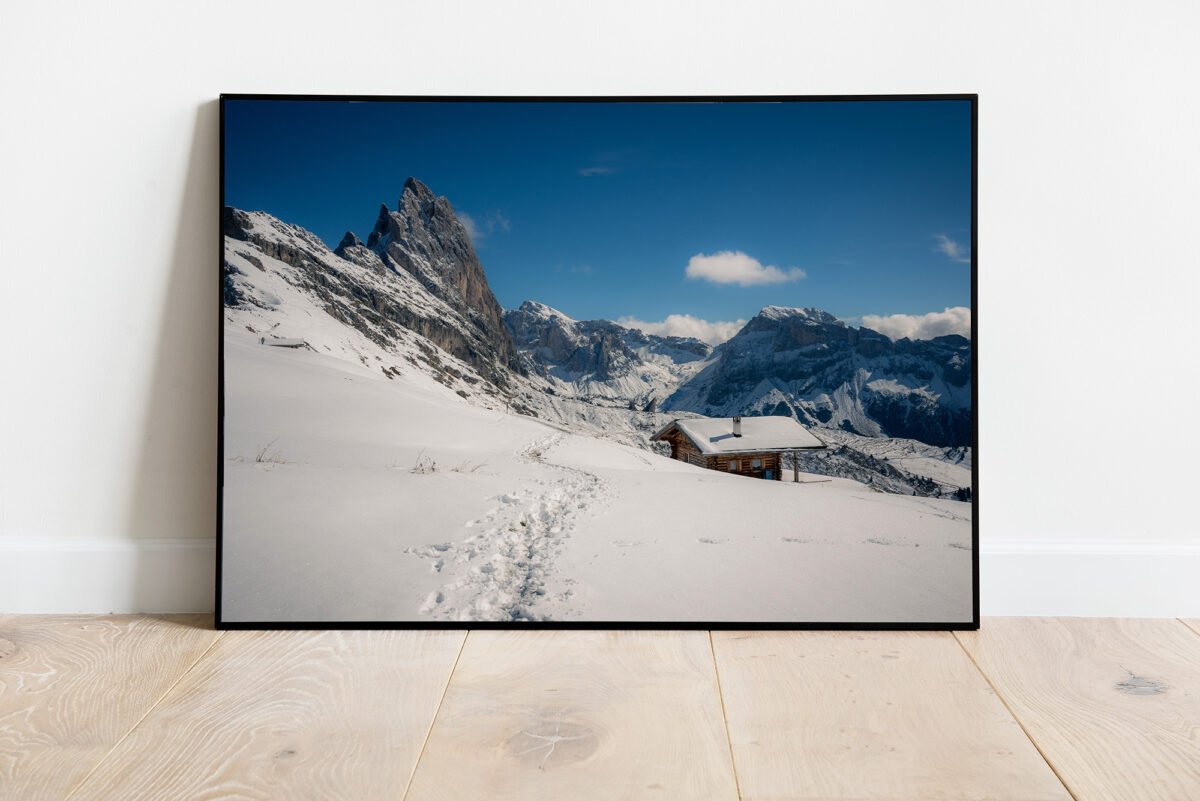 fine art print of mountains and snow