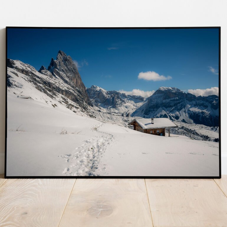 fine art print of mountains and snow