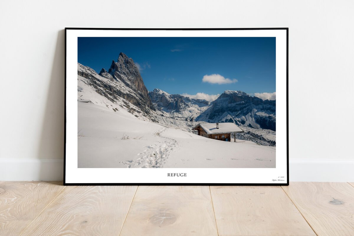 fine art print of mountains and snow