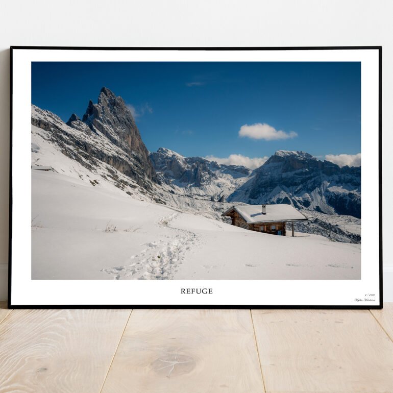 fine art print of mountains and snow