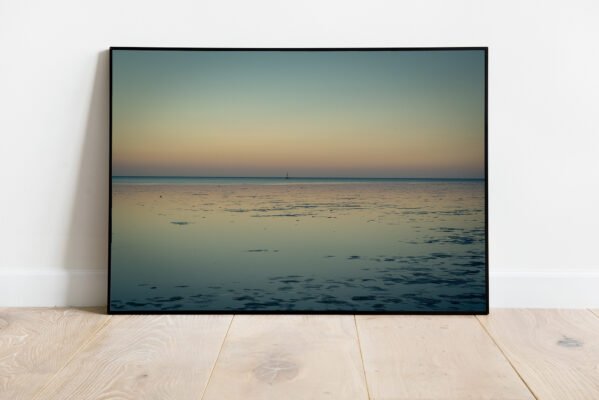 fine art print of calm sea at sunrise