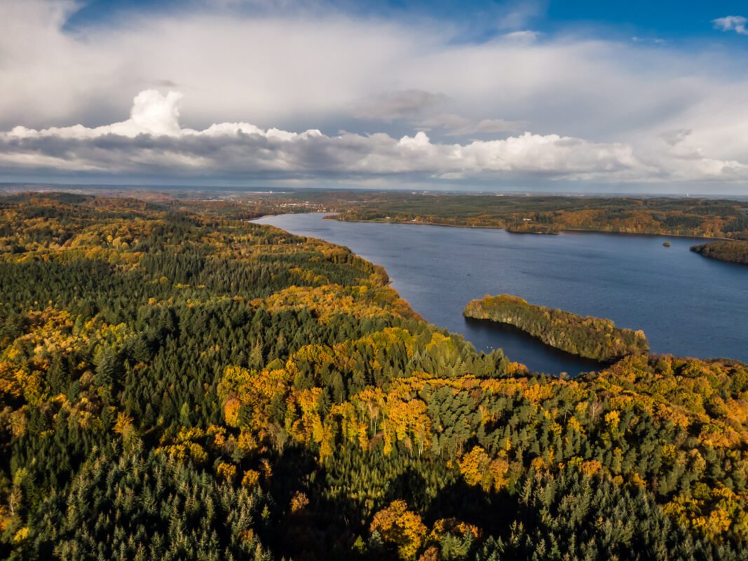 Himmelbjerget view tower October autumn colours Julsø lake