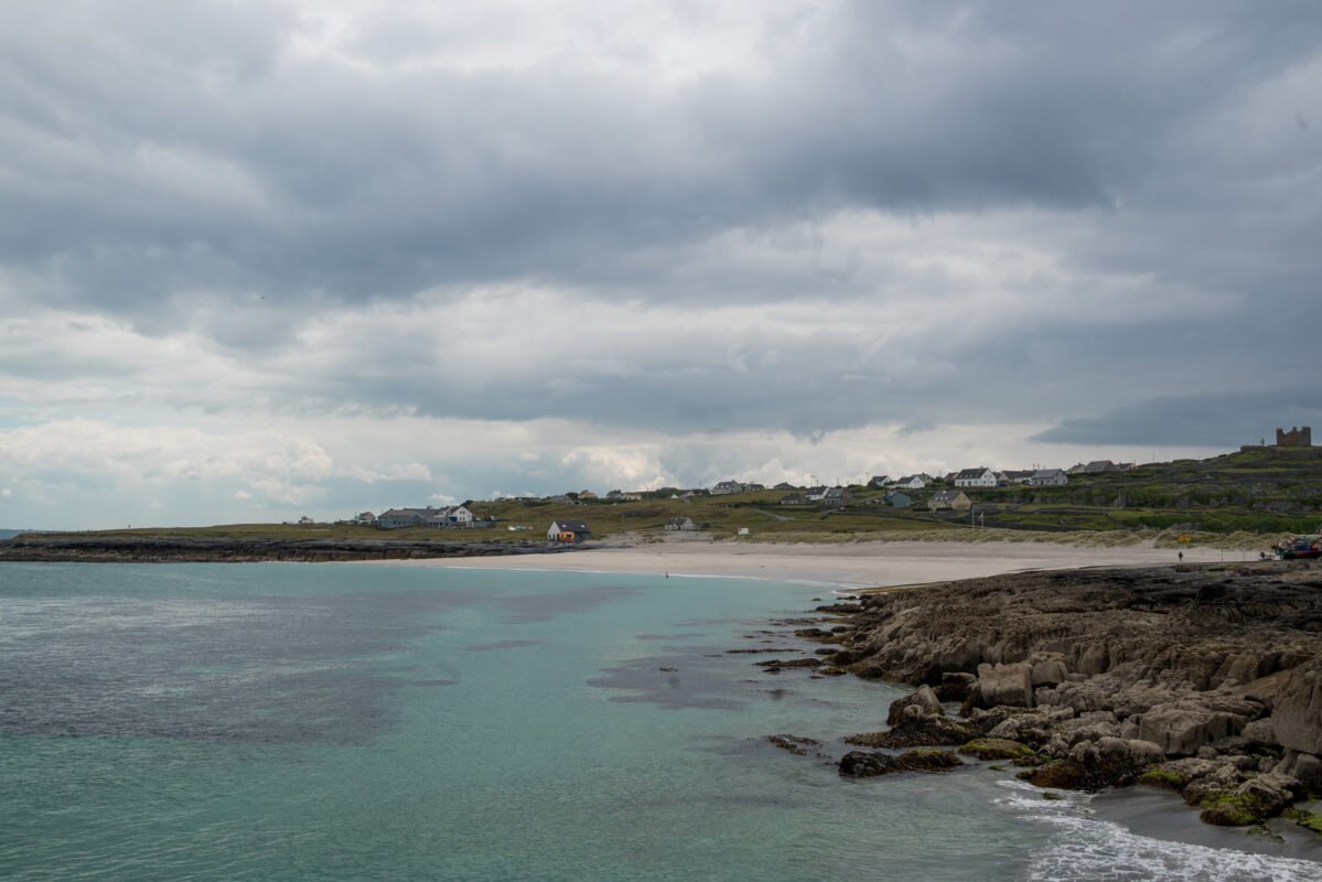 Inisheer beach arrival boat white sand turquoise water