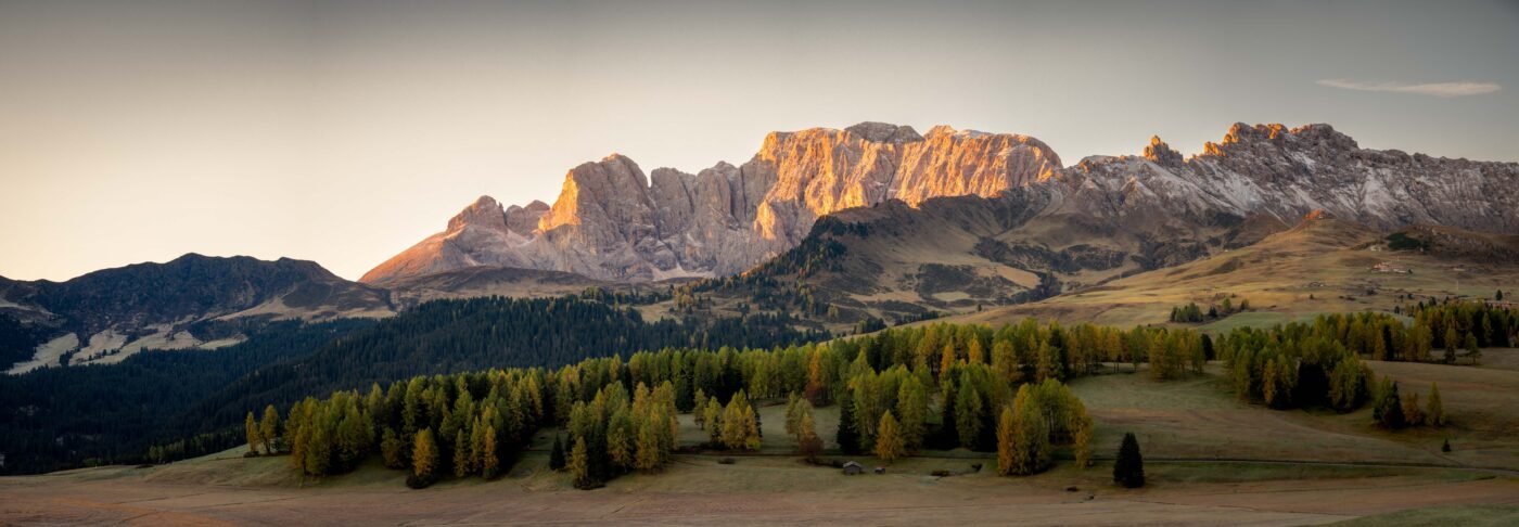 Wide panorama Seiser Alm Dolomites