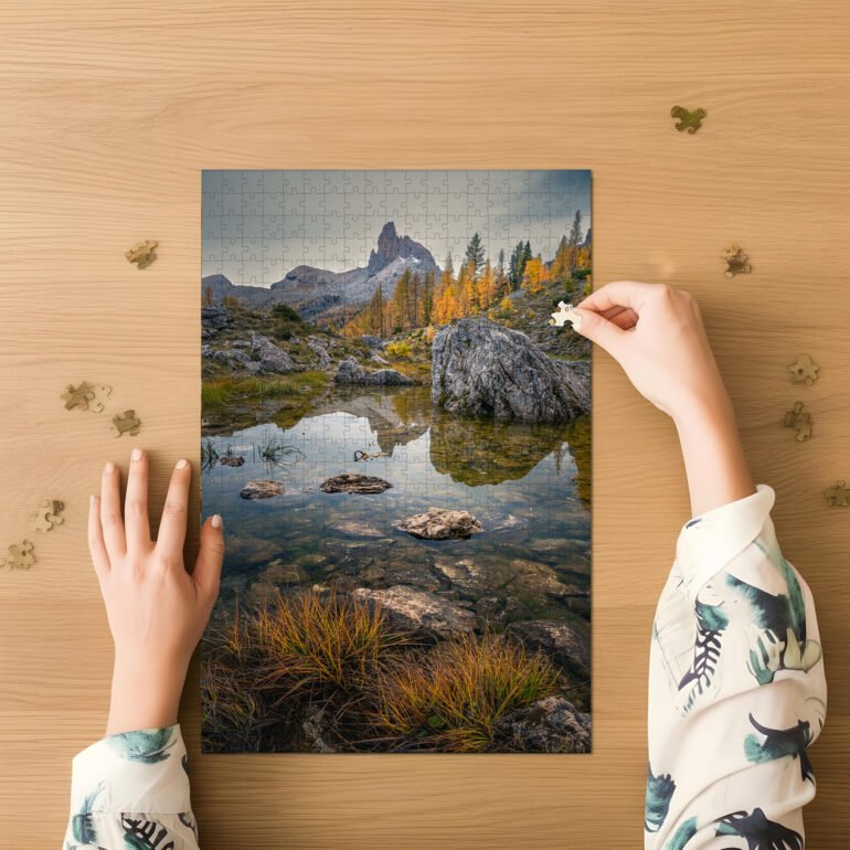 puzzel Lago federa in Dolomieten