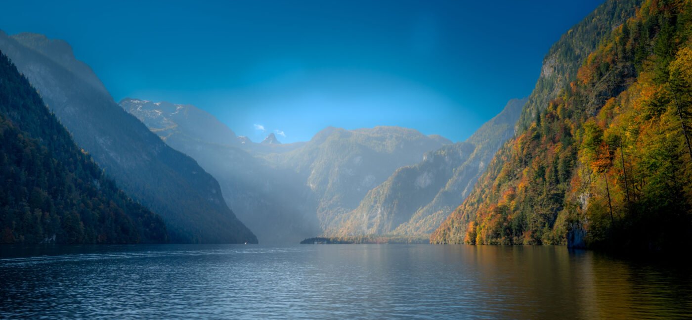 Panorama Königssee bergen water boot