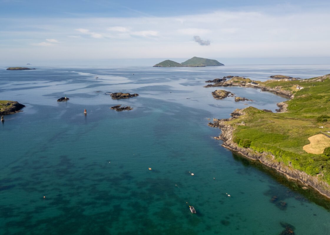 View of Scariff and Deenish Island from the Kerry coastline
