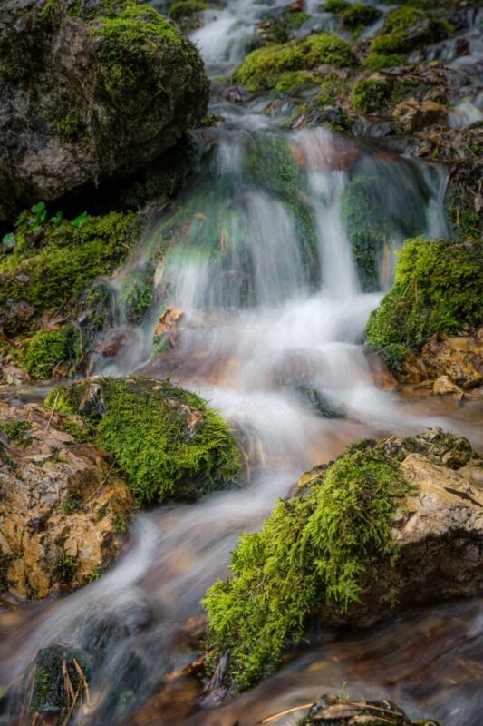Vertical shot of rock wall in the Dolomites