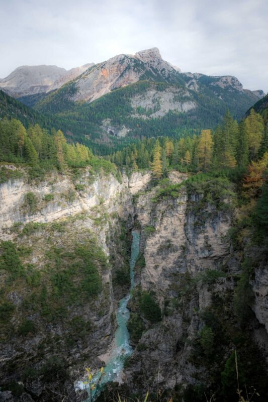 Close-up of waterfall photographed with long exposure