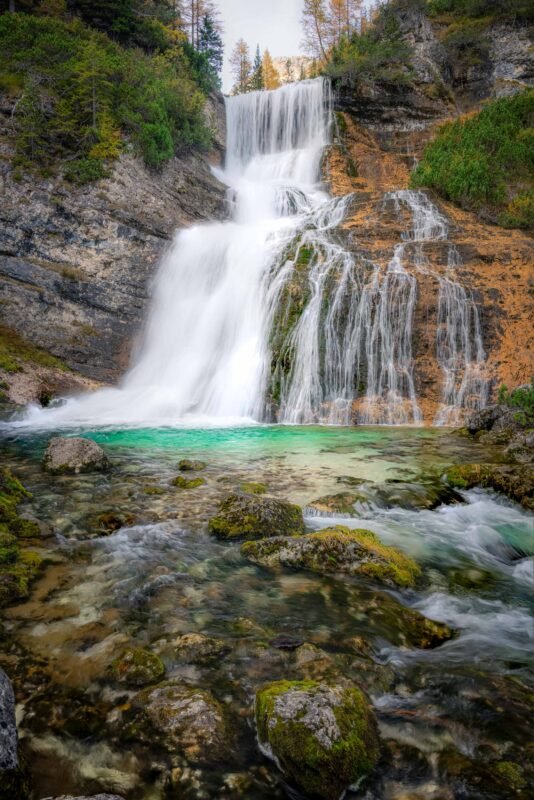 Close-up of water flowing over rock